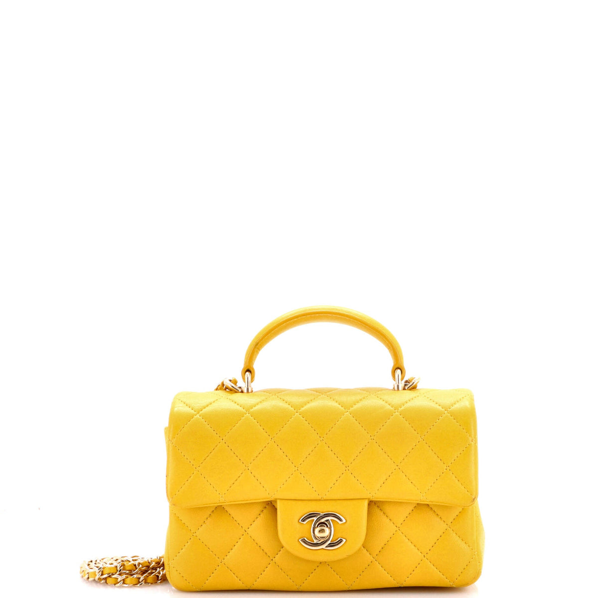 Chanel CHANEL Classic Single Flap Top Handle Bag Quilted Lambskin Mini