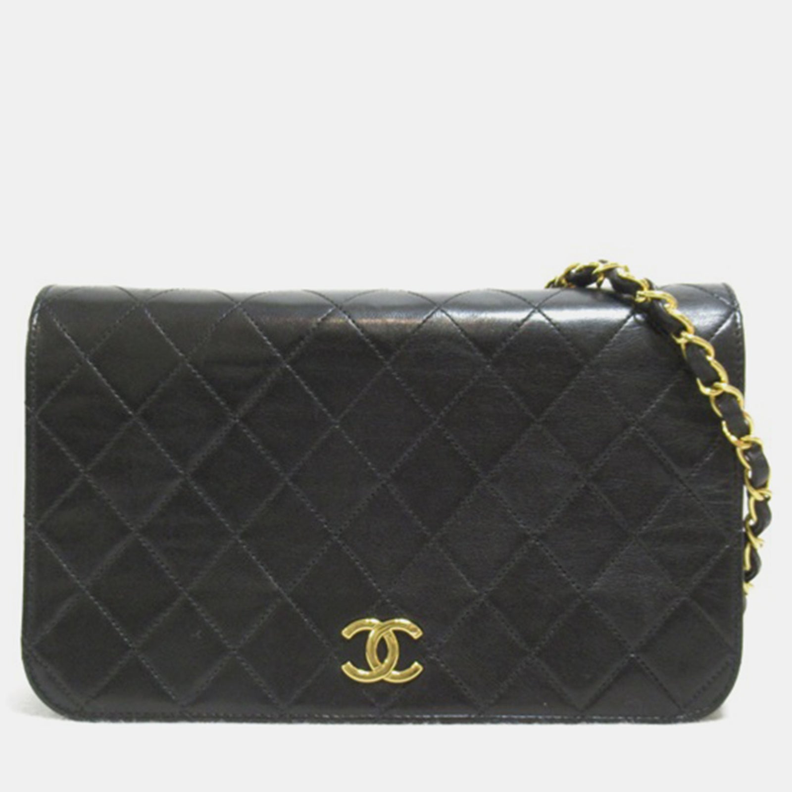 Chanel Schwarze gesteppte CC-Flap-Tasche aus Leder