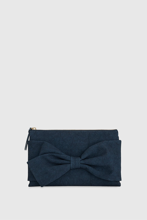Bow Clutch Bag In Blue