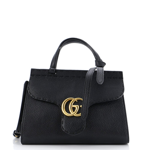 GUCCI GG Marmont Top Handle Bag Leather Mini