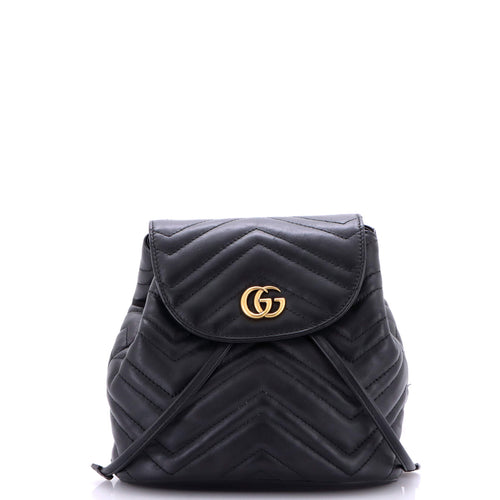GUCCI GG Marmont Drawstring Backpack Matelasse Leather Mini