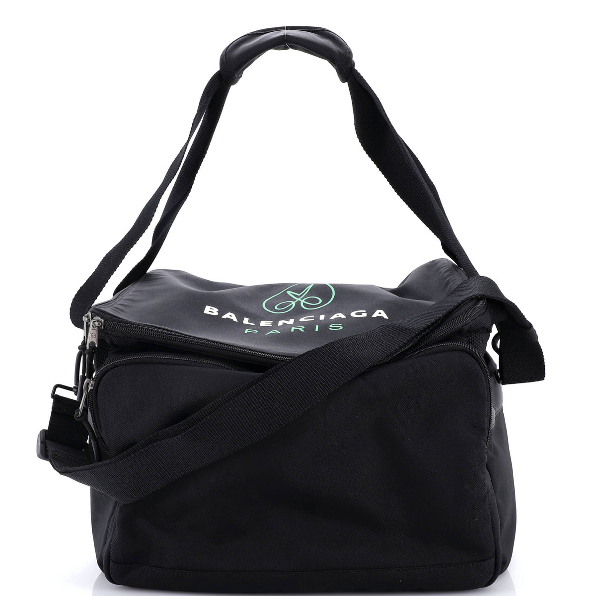 Balenciaga Logo Print Convertible Square Duffle Bag Recycled Nylon