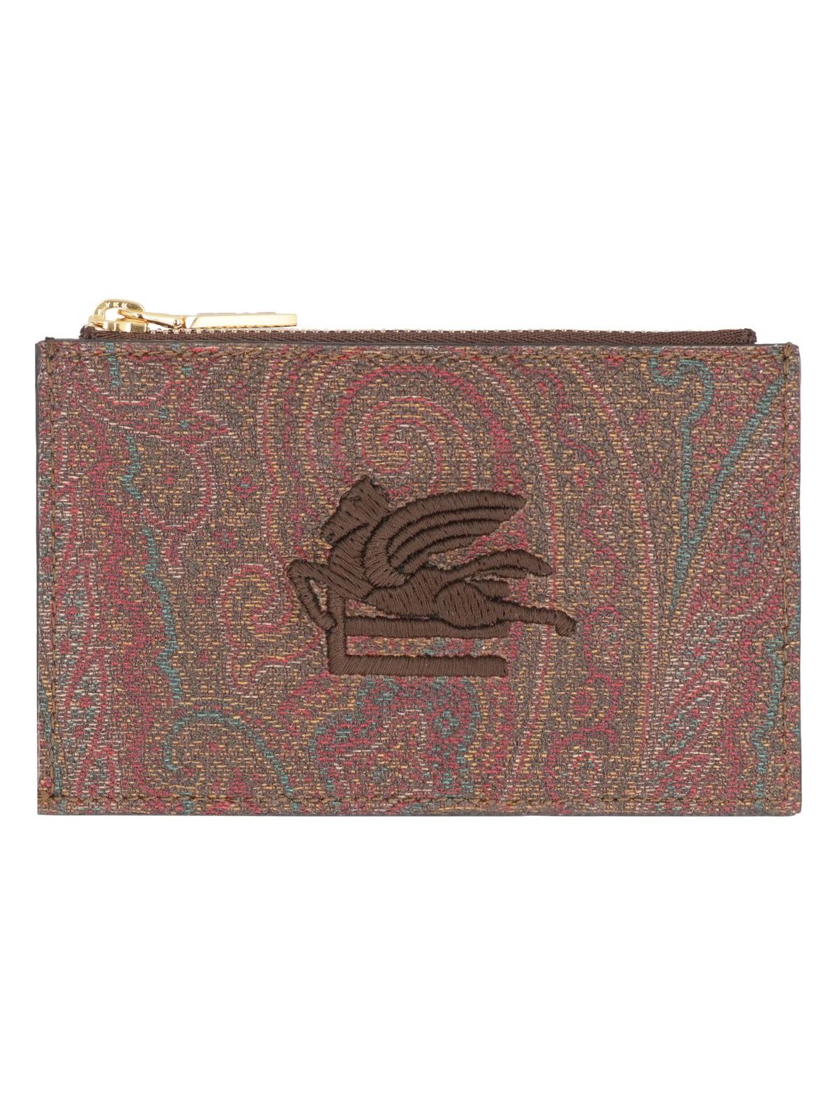 Etro Women's Coated Canvas Card Holder in Burgundy | WP2E0002AA001 Color M0019