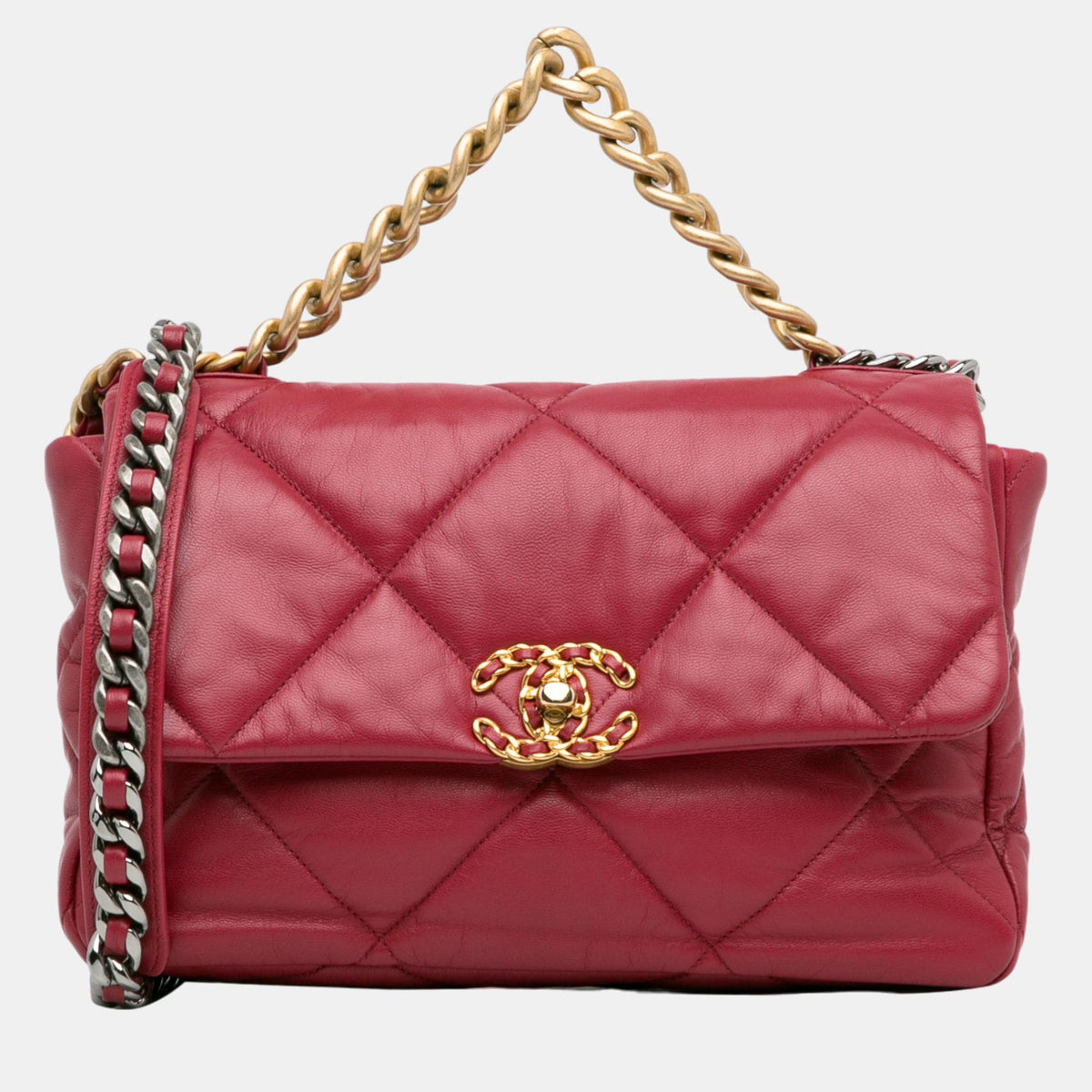 Chanel Red Large Lambskin 19 Flap