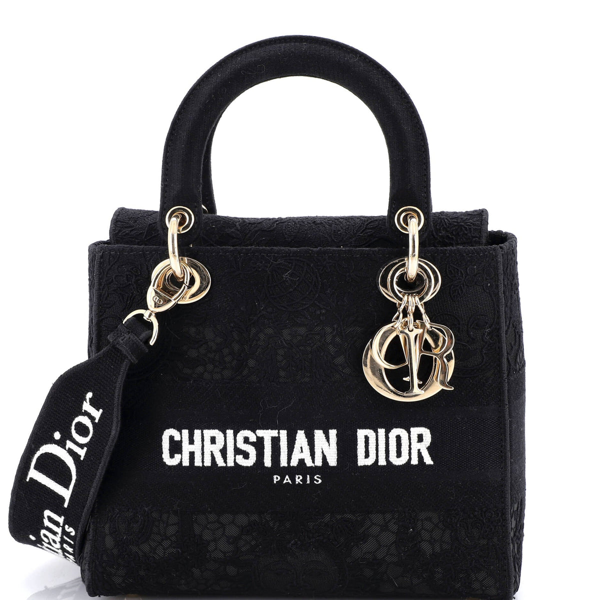 Christian Dior Lady D-Lite Bag Embroidery with Macrame Effect Medium