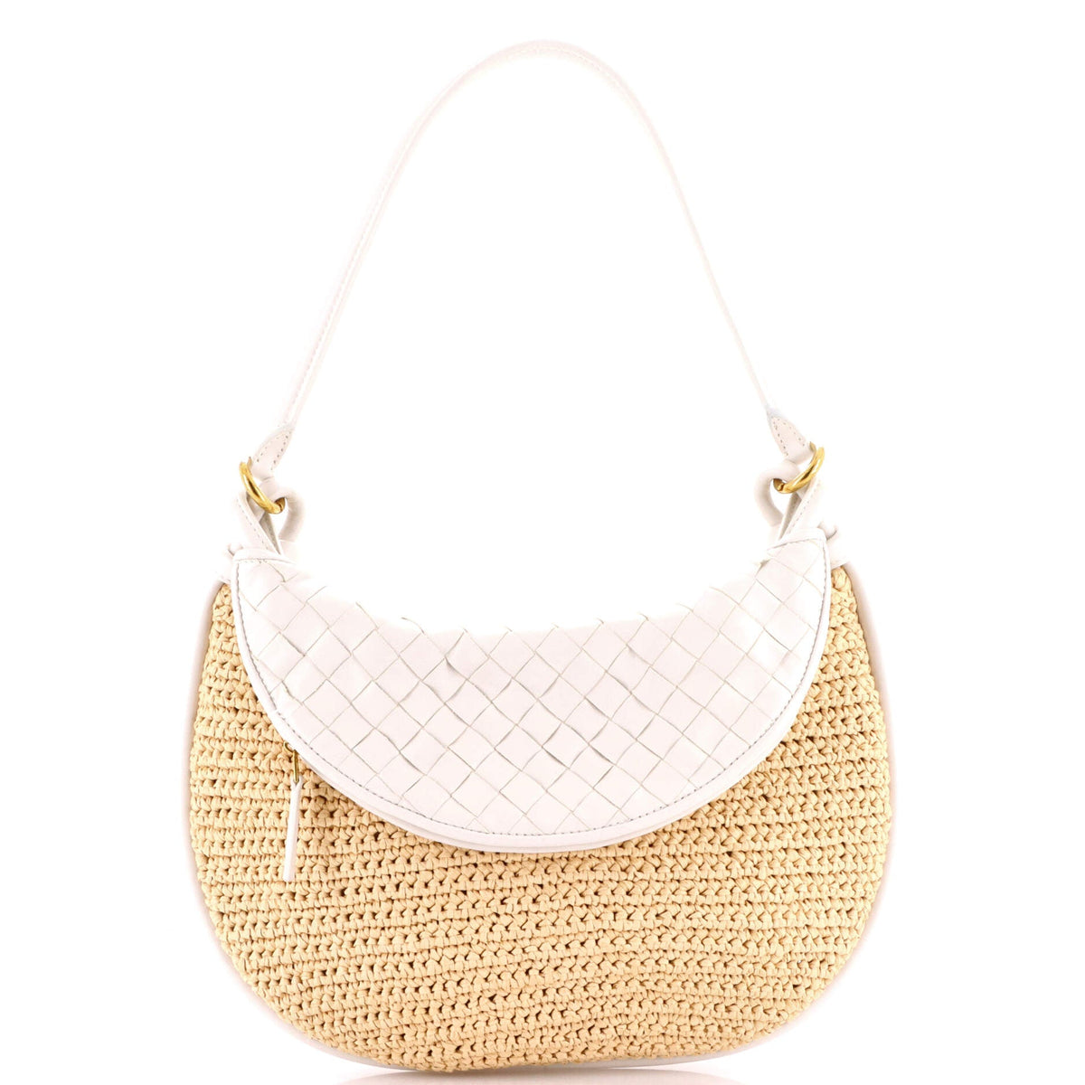 Bottega Veneta Gemelli Shoulder Bag Raffia with Intrecciato Leather Medium
