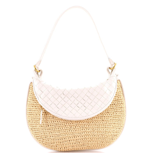 Gemelli Shoulder Bag Raffia with Intrecciato Leather Medium