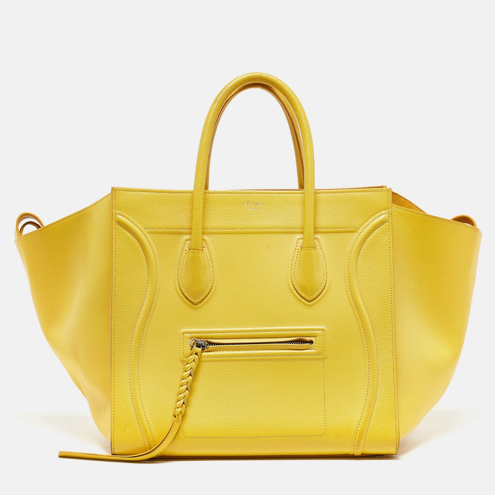 Celine Yellow Leather Medium Phantom Luggage Tote