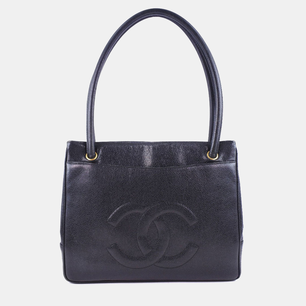 Chanel Black Caviar Leather CC Tote Bag