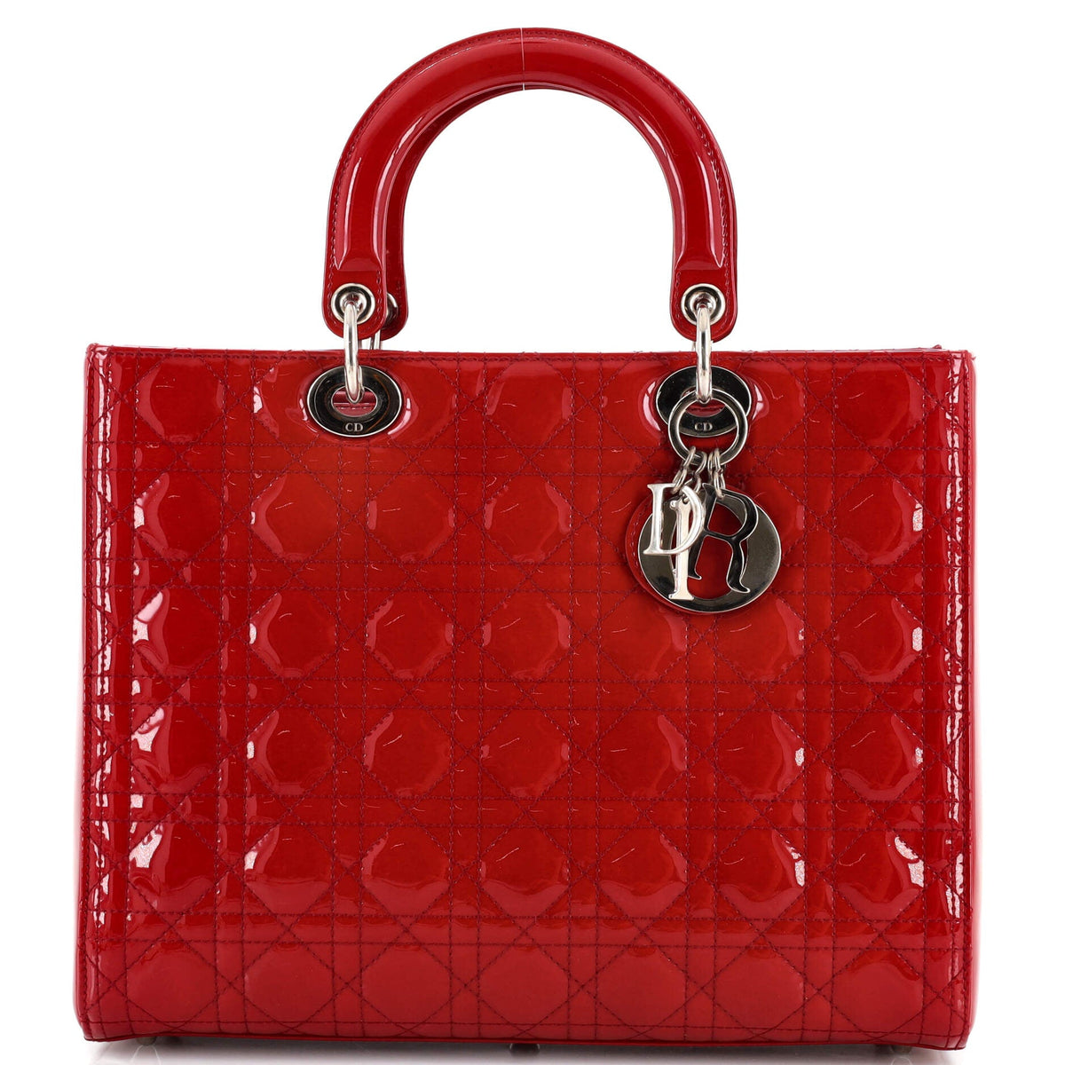 Christian Dior Lady Dior Bag Cannage Quilt Patent Large