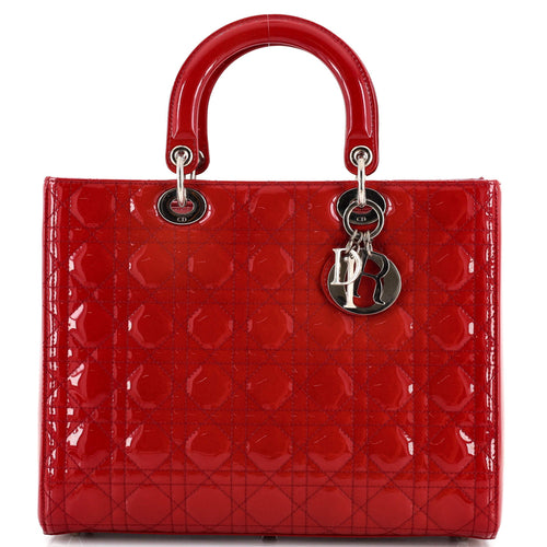 Lady Dior Bag Cannage Quilt Patent Large