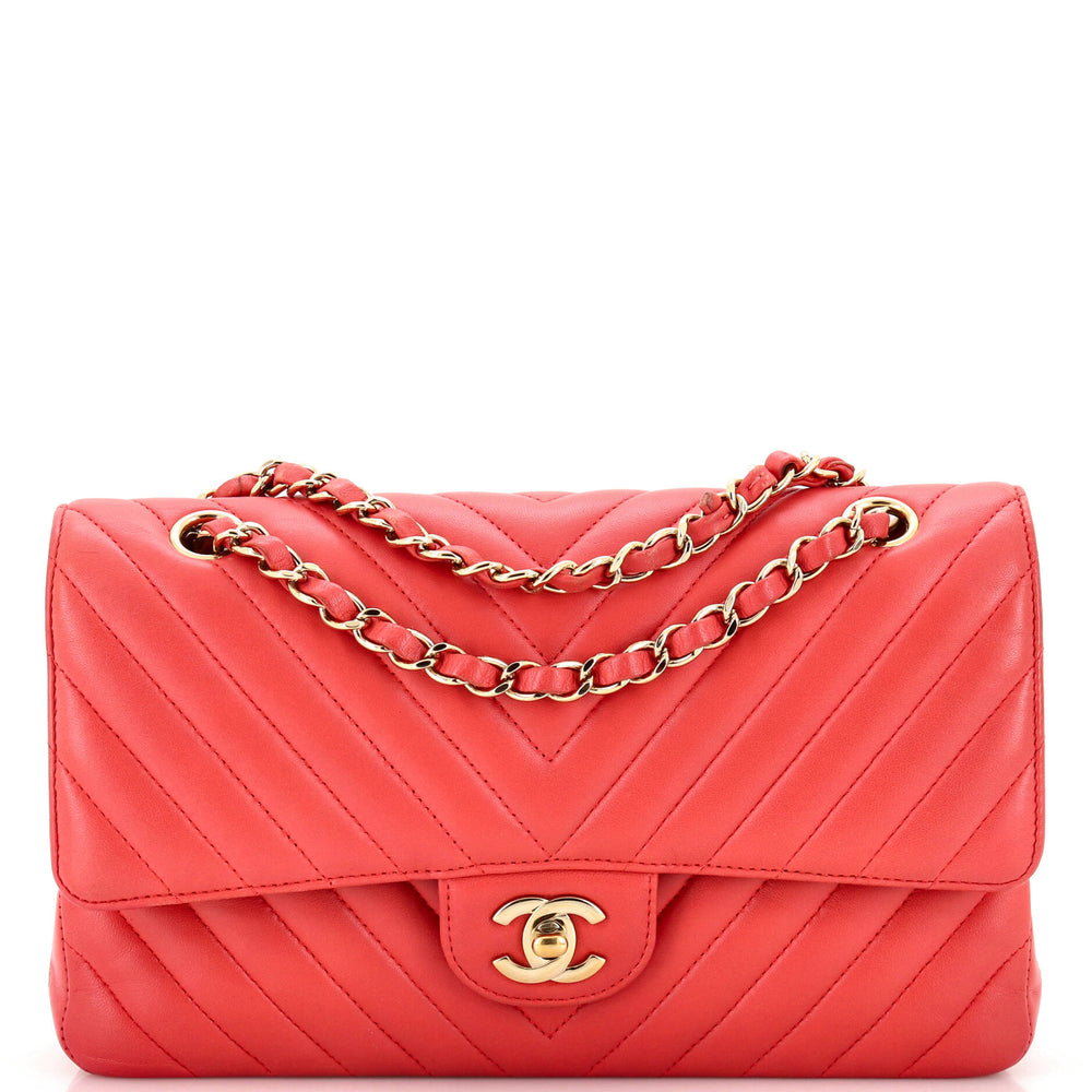 CHANEL Classic Double Flap Bag Chevron Lambskin Medium