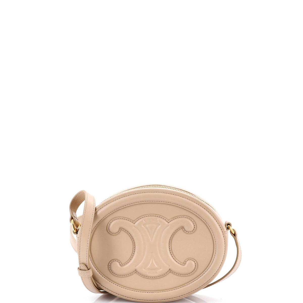 Celine CELINE Triomphe Oval Crossbody Bag Leather