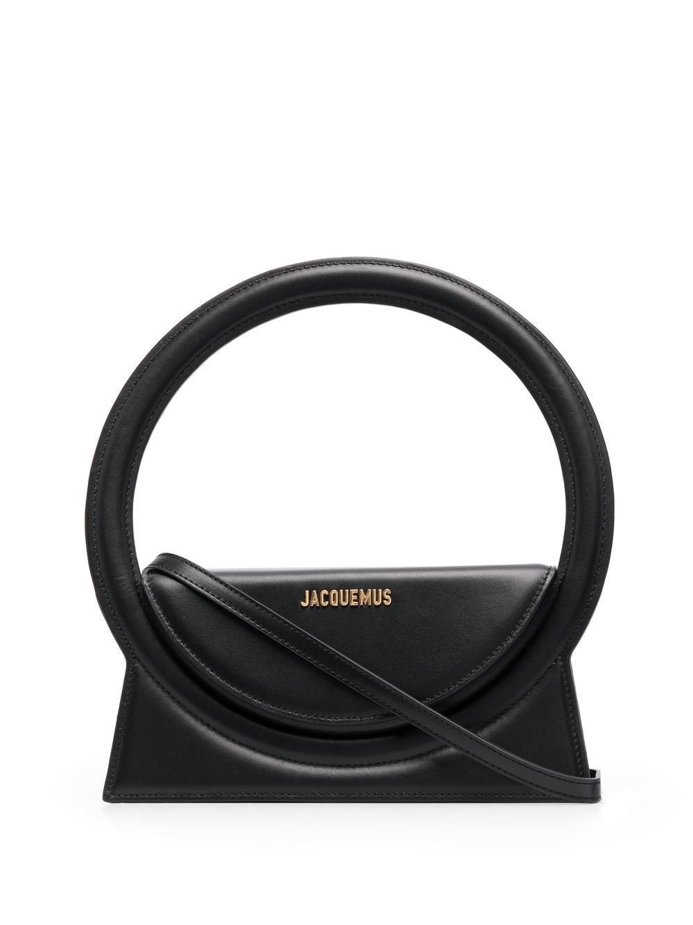 Jacquemus Women's Le Sac Rond Leather Handbag in Black | Size UNI | 221BA015