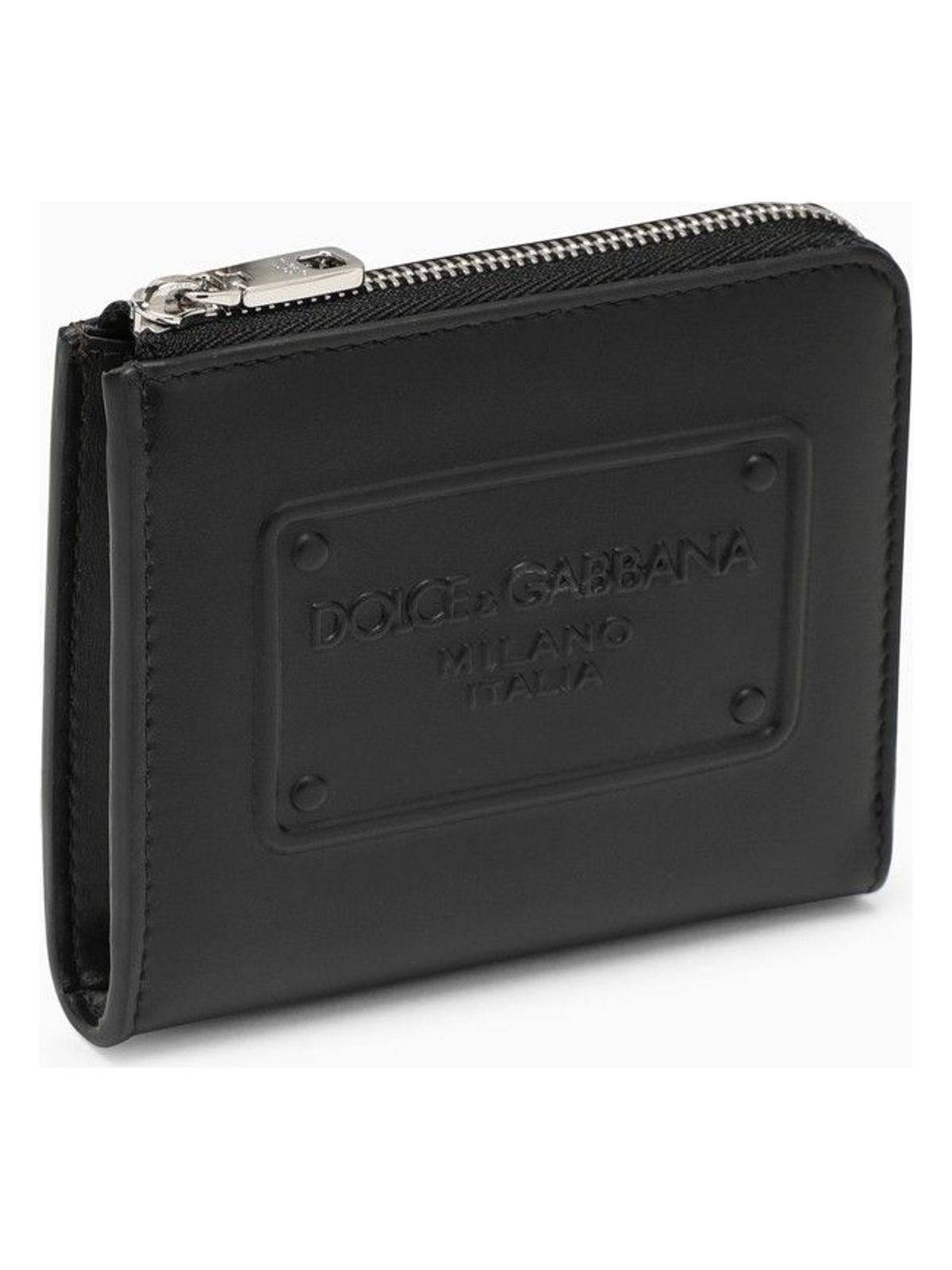 Dolce & Gabbana Men's Leather Card Holder With Logoed Plaque in Black | BP3273AG218