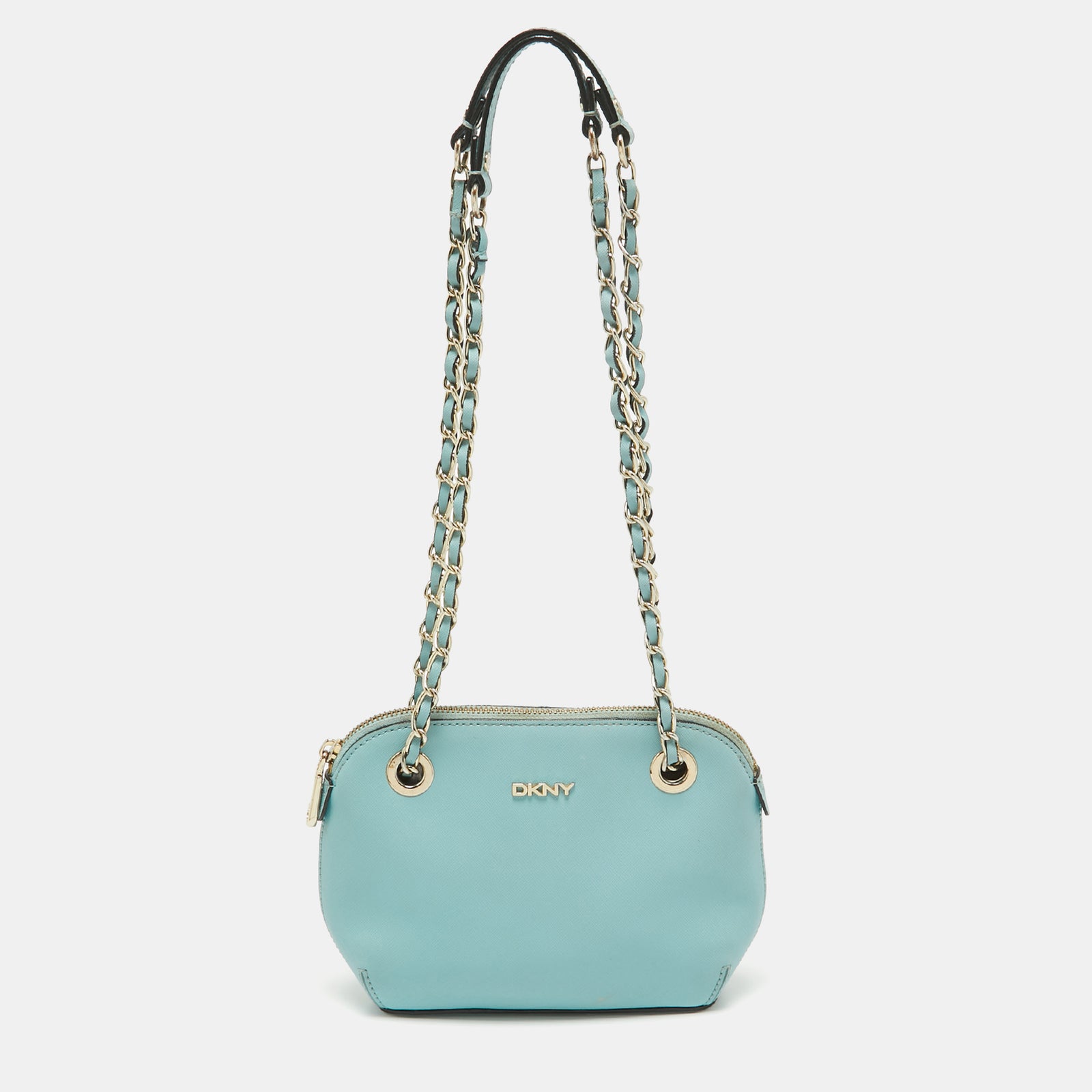 DKNY Blue Leather Chain Crossbody Bag