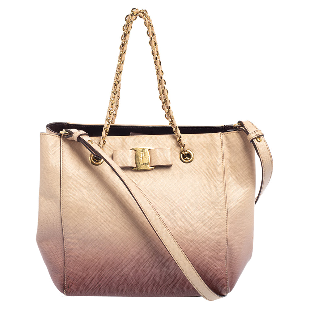 Salvatore Ferragamo Ombre Pink Leather Vany Tote