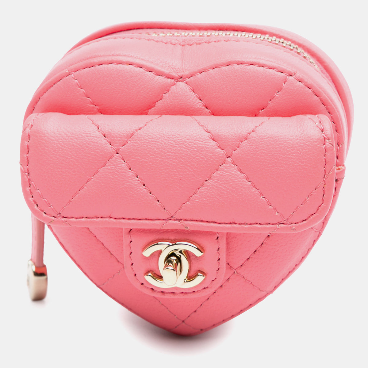Chanel Lambskin CC In Love Heart Zipped Arm Coin Purse
