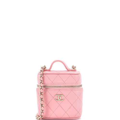CHANEL Handle with Care Vanity Case with Chain Quilted Caviar