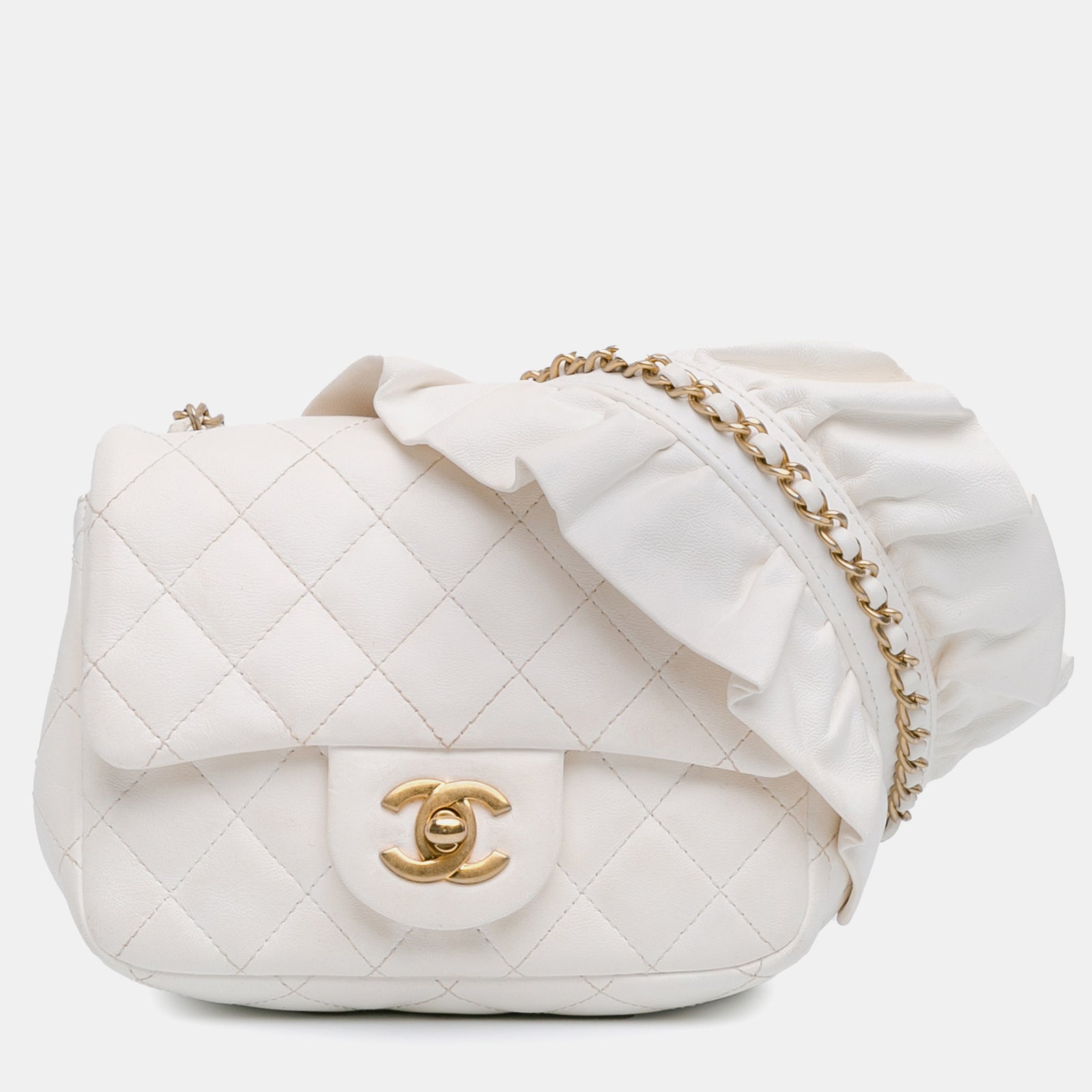 Chanel Mini-Quadrat-Lammleder Romance mit Einzelklappe