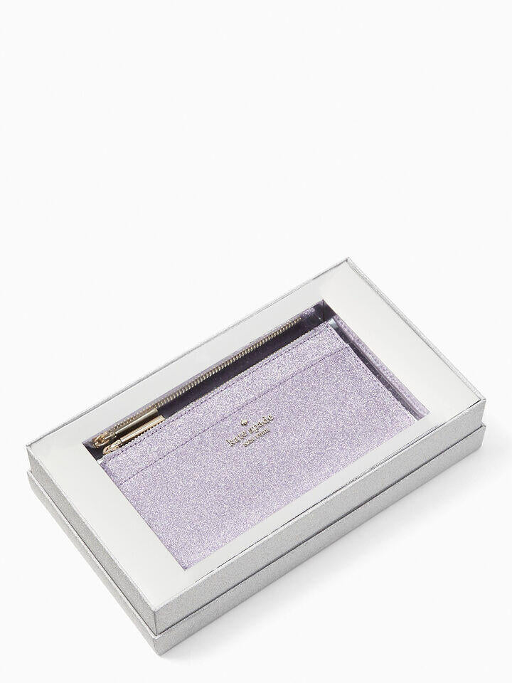 Kate Spade Au tinsel glitter fabric boxed large slim card holder