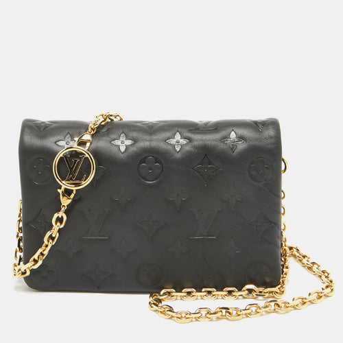 Black Monogram Leather Coussin Pochette Bag