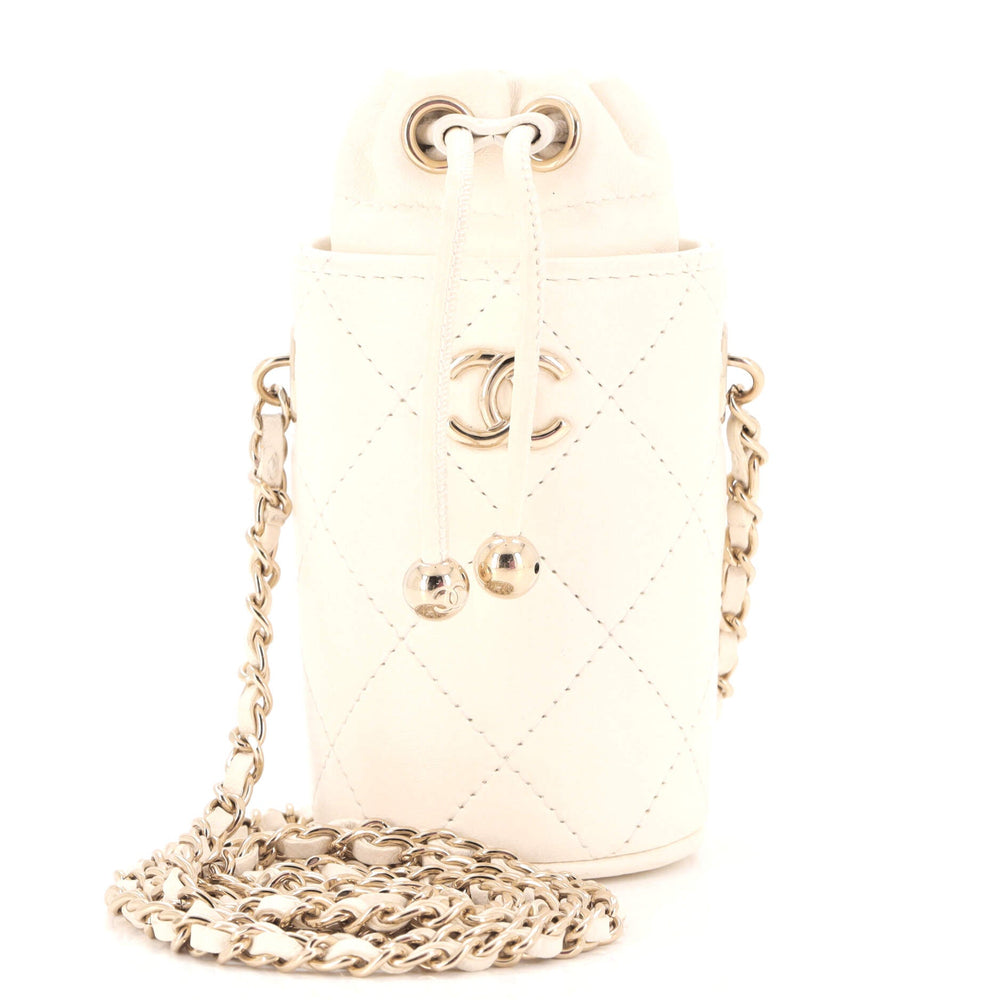 CHANEL Drawstring Bucket with Chain Quilted Lambskin Mini