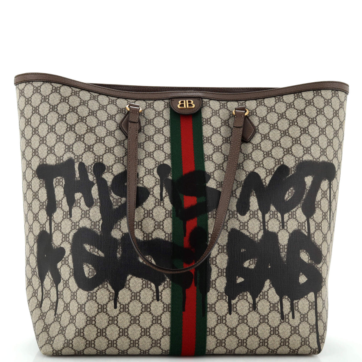 Balenciaga x Gucci The Hacker Project Tote Graffiti BB Coated Canvas Large
