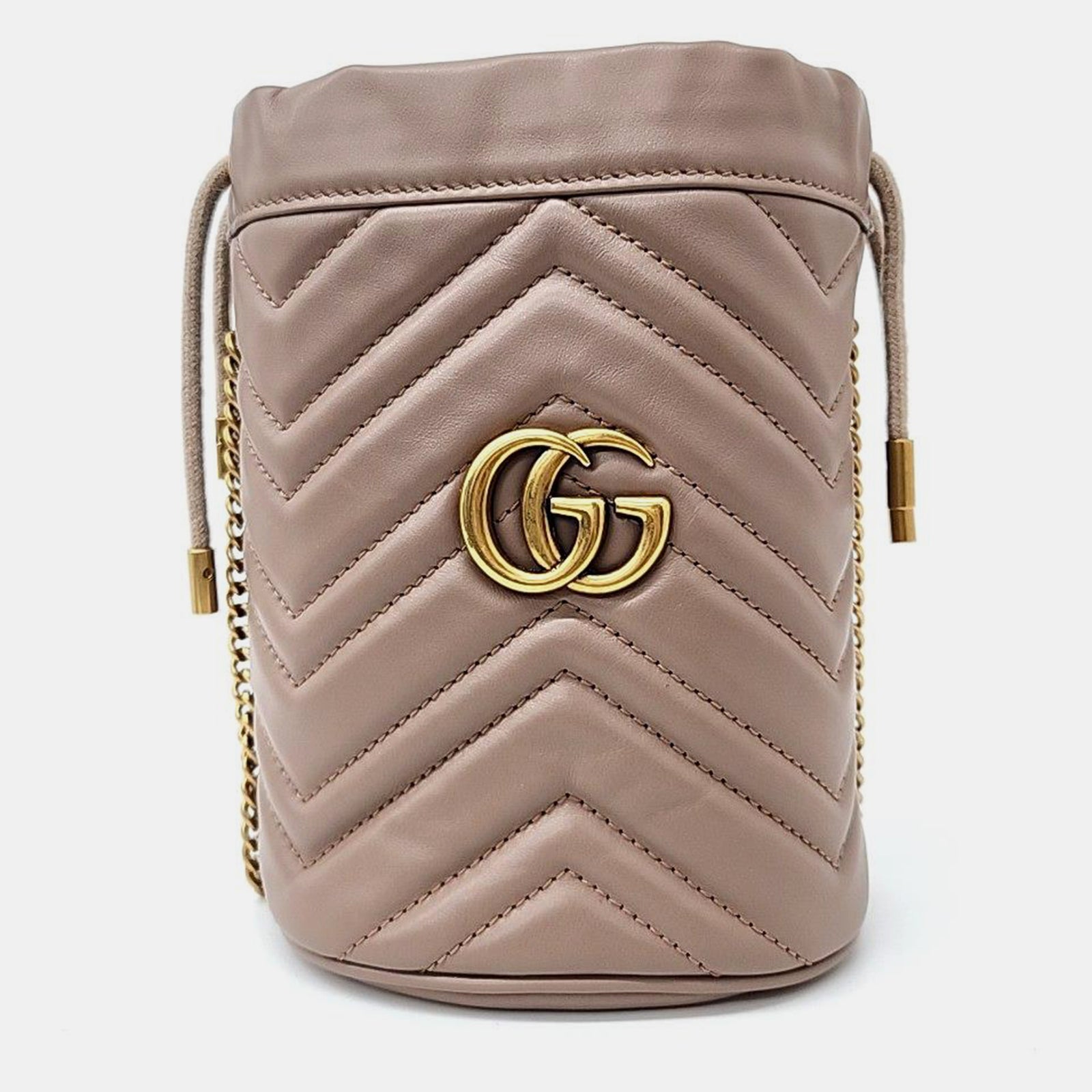 Gucci rosafarbene GG Marmont Mini-Beuteltasche aus Leder