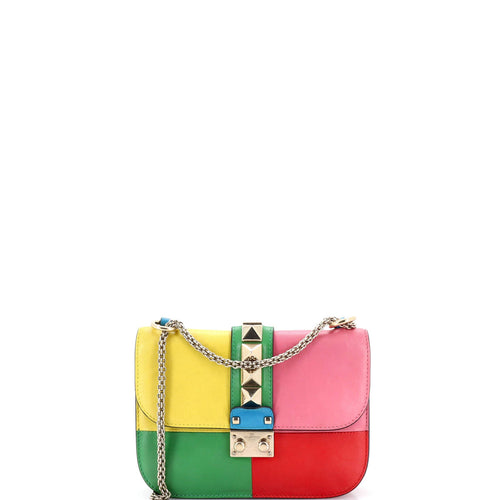 VALENTINO GARAVANI Glam Lock Shoulder Bag Leather Small