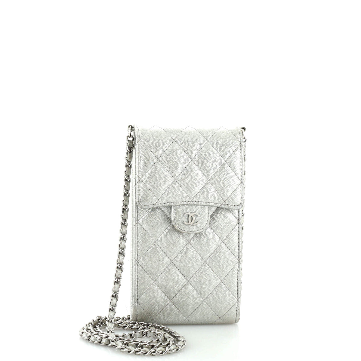 Chanel CHANEL CC Flap Phone Holder Crossbody Bag Quilted Caviar