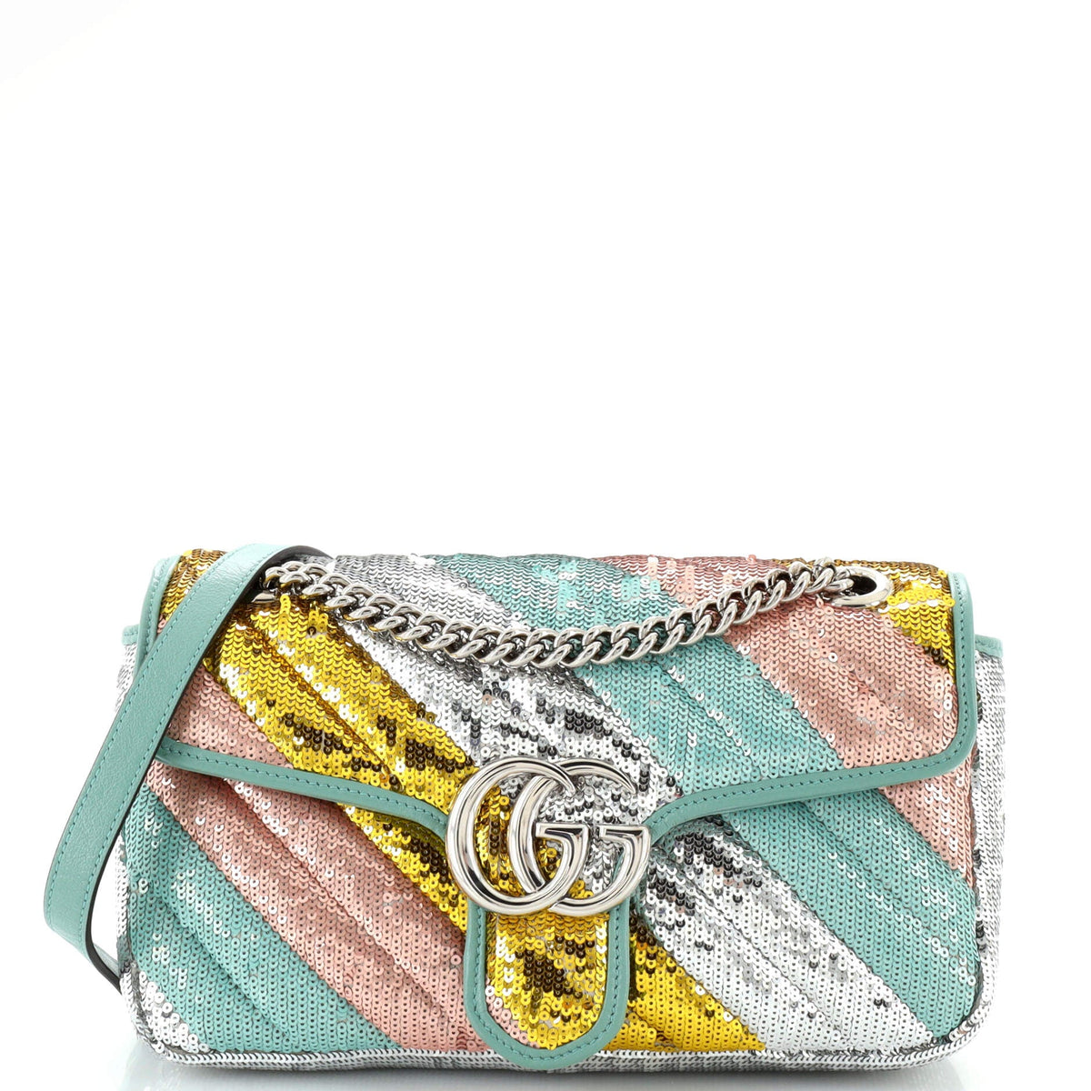 Gucci GUCCI GG Marmont Flap Bag Diagonal Quilted Sequins Small