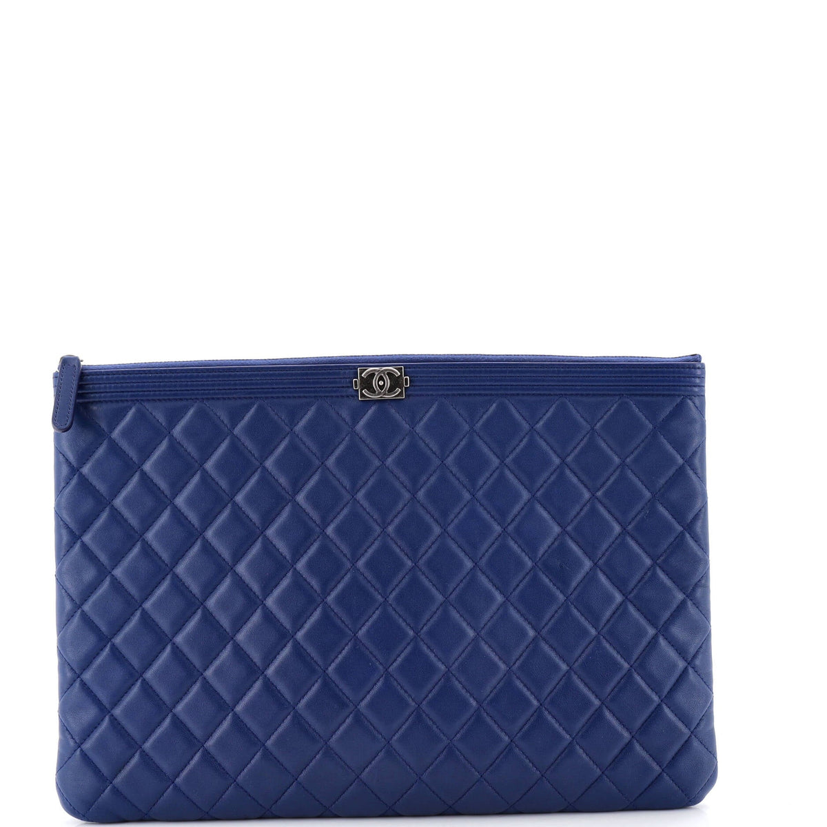 Chanel CHANEL Boy O Case Clutch Quilted Lambskin Large