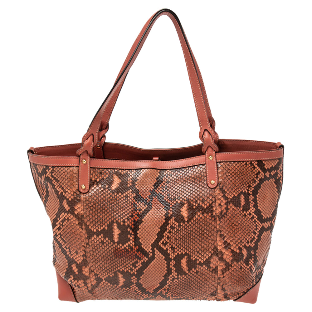 Gucci Pink Python And Leather Craft Tote