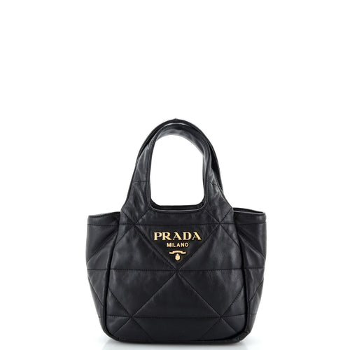 PRADA Flou Dynamique Open Tote Quilted Nappa Leather Small