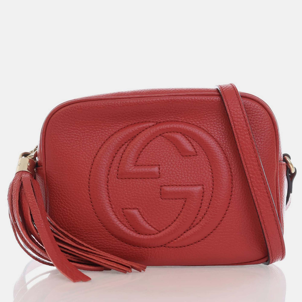 Gucci Red Leather Small Soho Disco Shoulder Bag