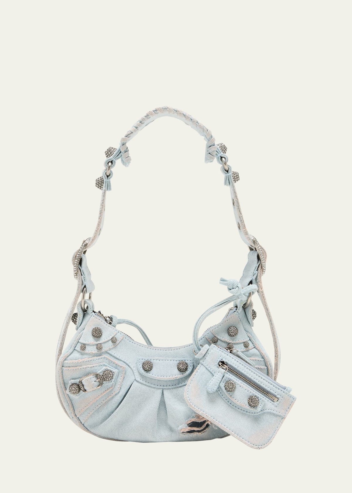 Balenciaga Le Cagole XS Washed Denim Shoulder Bag