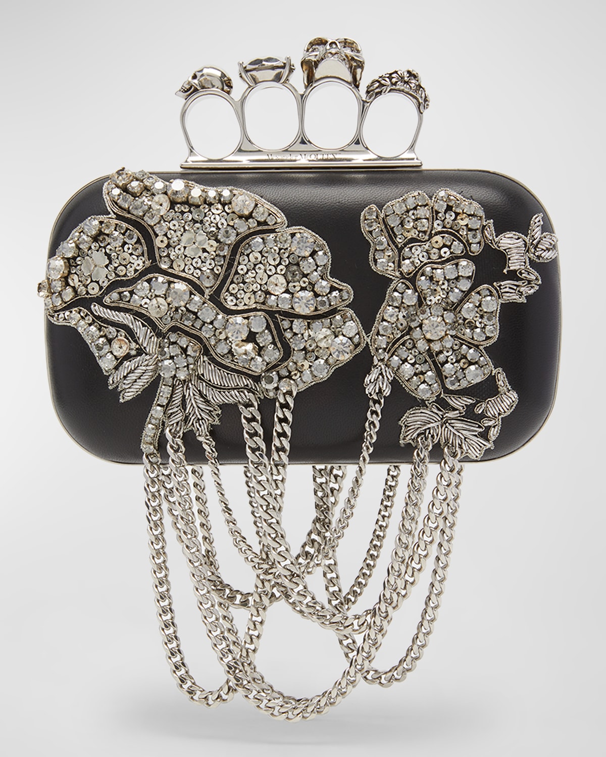 Alexander Mcqueen Skull Crystal-Embellished Fringe Clutch Bag