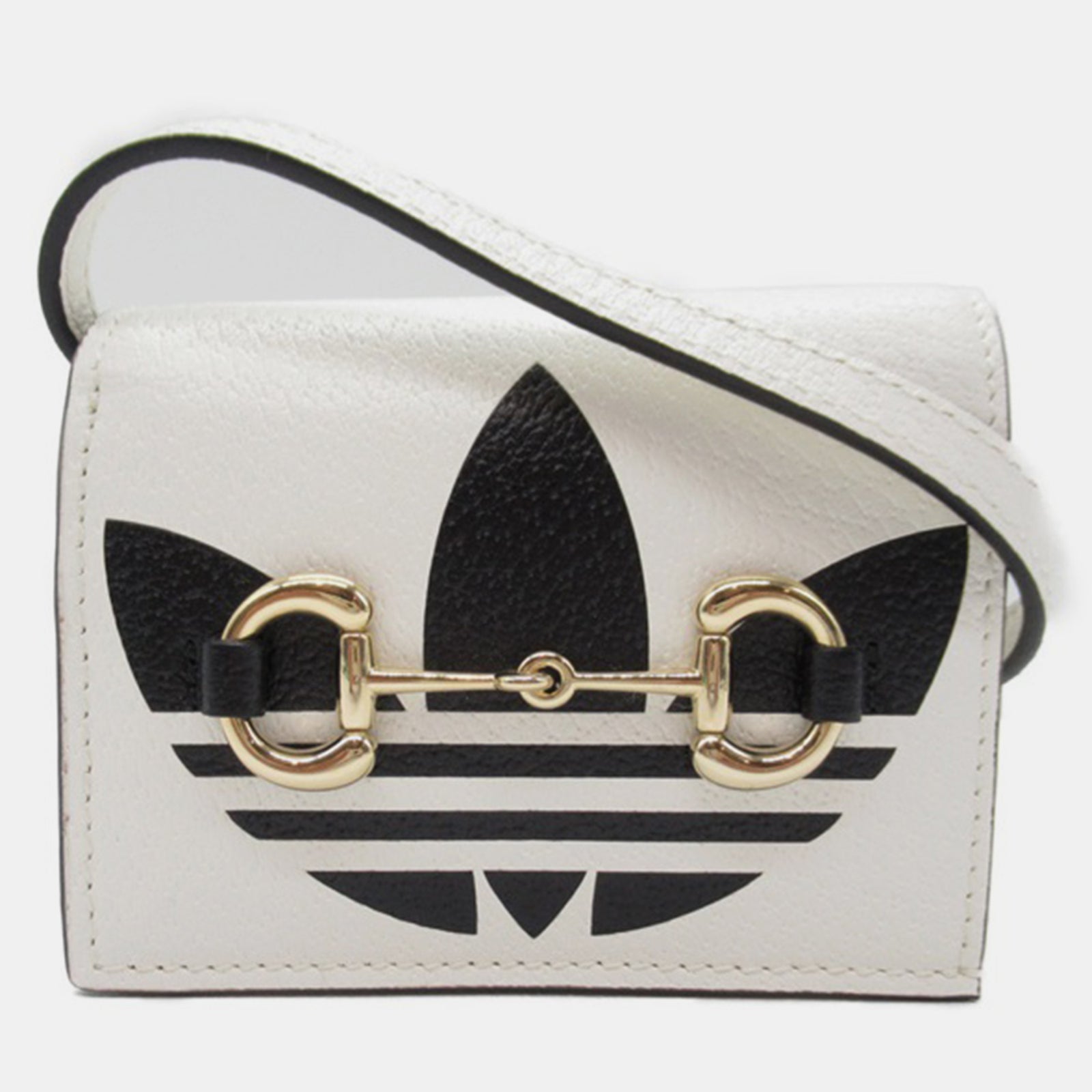 Gucci White Leather Adidas Horsebit Accent Wallet