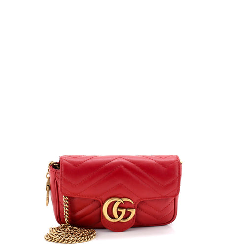 GUCCI GG Marmont Flap Bag Matelasse Leather Super Mini
