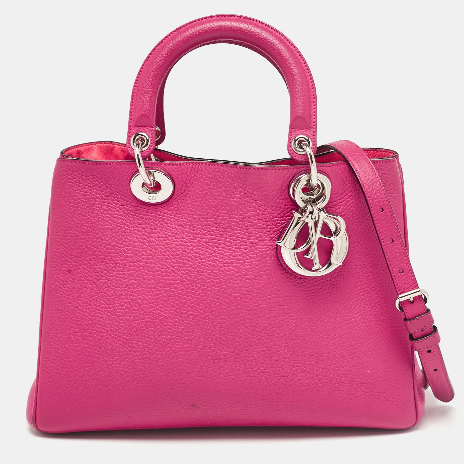 Dior Mittelgroße Shopper-Tasche „Diorissimo“ aus fuchsiafarbenem Leder