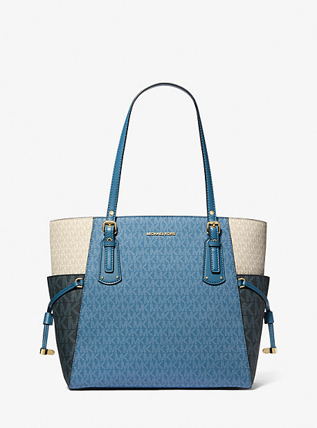 Michael Kors MK Voyager Small Color-Block Logo Tote Bag - Blue - Michael Kors