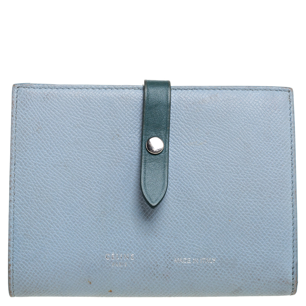 Celine Blue/Green Leather Multifunction Strap Wallet