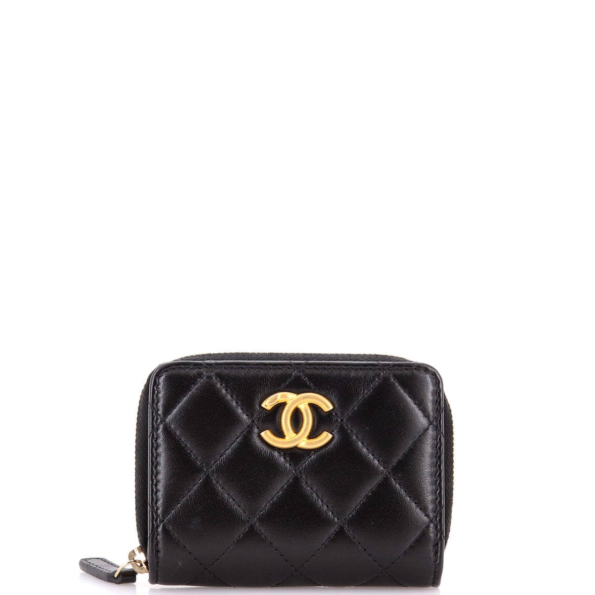 Chanel CHANEL CC Zip Around Wallet Quilted Lambskin Compact