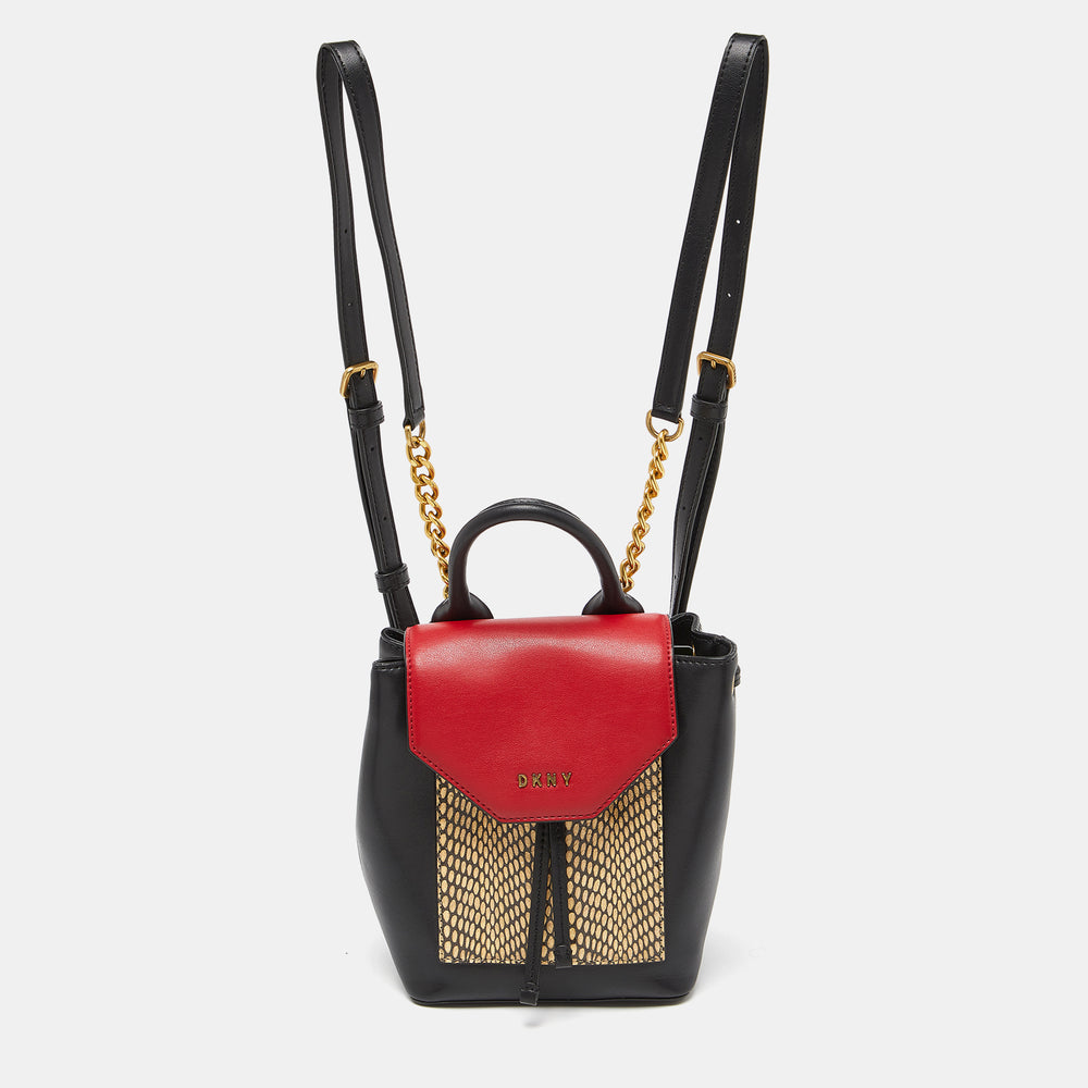 DKNY Tricolor Embossed Leather Small Alexa Backpack