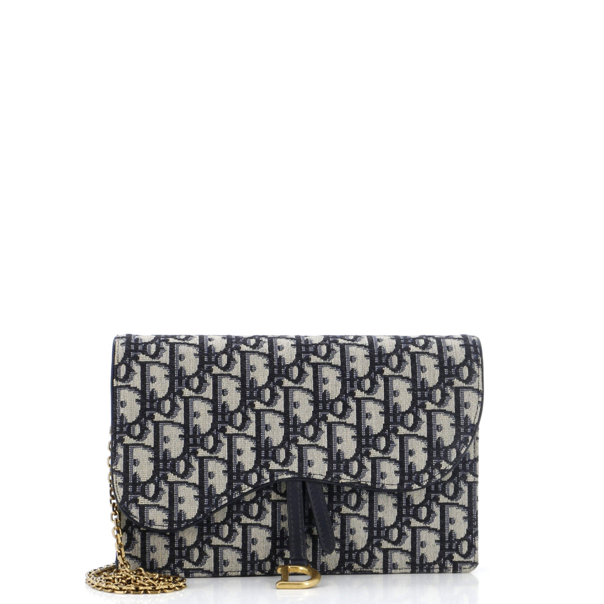 Christian Dior Saddle Chain Clutch Oblique Canvas