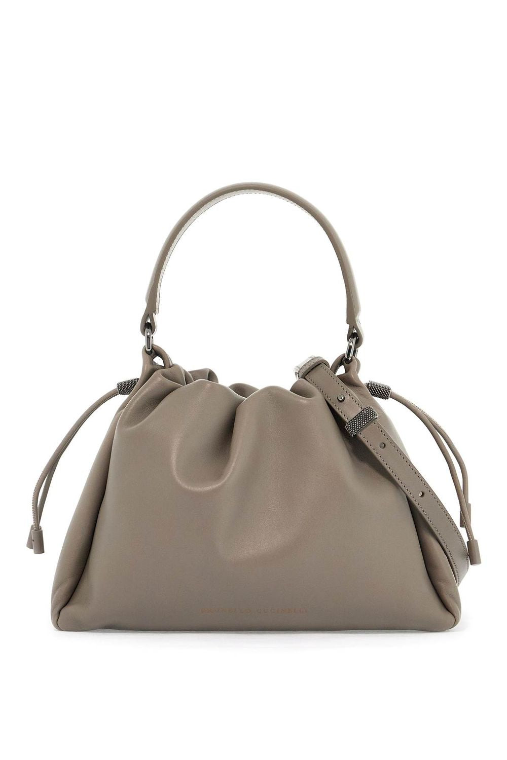 Brunello Cucinelli Women's Soft Leather Pouch Bag in Dove Grey | Size UNI | MBGPD3610C8195
