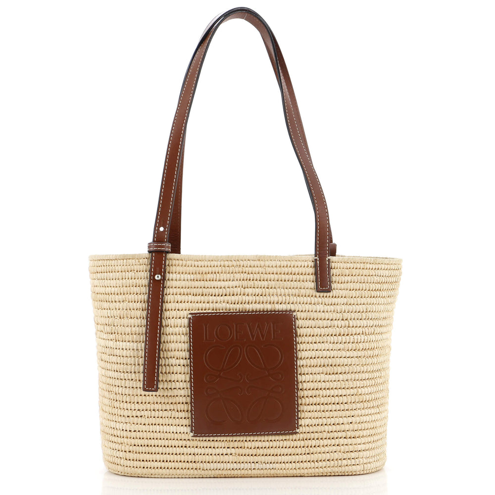 LOEWE Square Basket Tote Woven Raffia Small