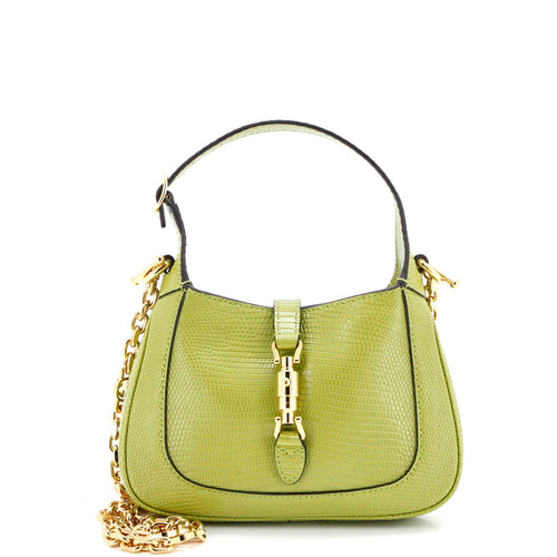 GUCCI Jackie 1961 Chain Hobo Metallic Lizard Mini