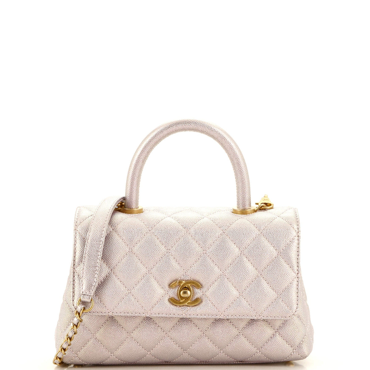 Chanel CHANEL Coco Top Handle Bag Quilted Iridescent Caviar Mini